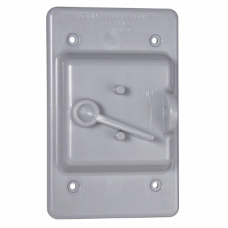 RACO Bell Toggle Switch Cover, 1.88 in L, 3 in W, 1-Gang, Polycarbonate, Gray PTC100GY